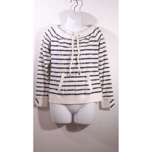 Grey State Women's Striped Cold Shoulder Drawstring Pocket Sweatshirt NWT 150